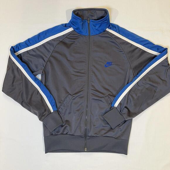VTG Nike‎ Men’s Gray Blue Polyester nylon Jacket Size Small Warm Up - Picture 1 of 9